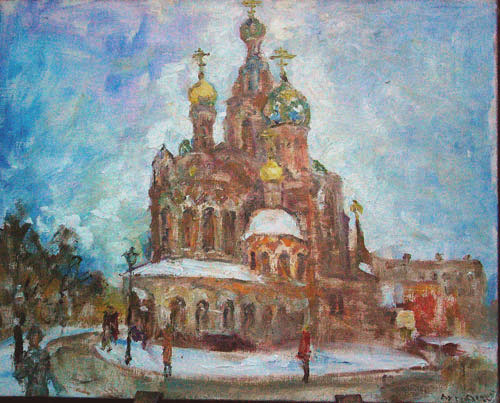 Temple in winter. 40x50, 2004 