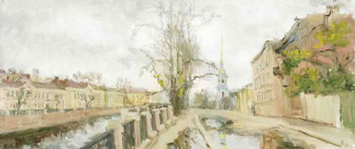At the Krukov canal. 30x70, 2001.